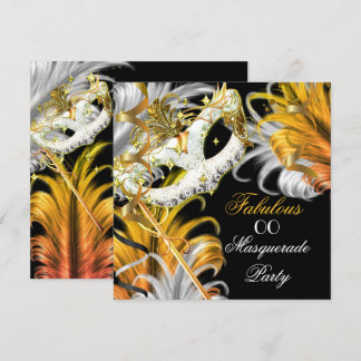 Masquerade Party Fabulous Geburtstag Gold Silber 2 Einladung