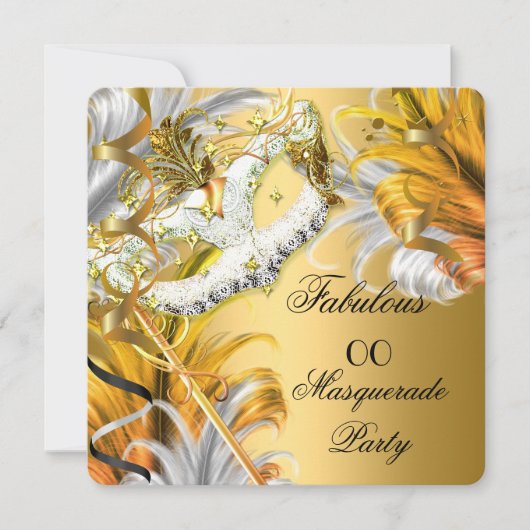 Masquerade Party Fabulous Geburtstag Gold Silber Einladung (Vorderseite)