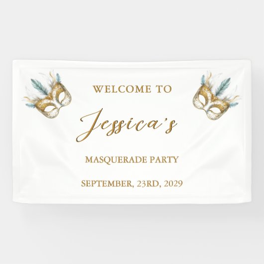 Masquerade Party Geburtstag Banner (Horizontal)