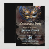 Masquerade Party Geburtstag Einladung (Vorne/Hinten)