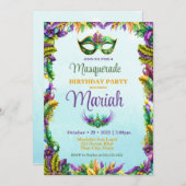 Masquerade Party Geburtstag Einladung (Vorne/Hinten)