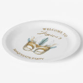 Masquerade Party Geburtstag Pappteller (Schrägansicht)