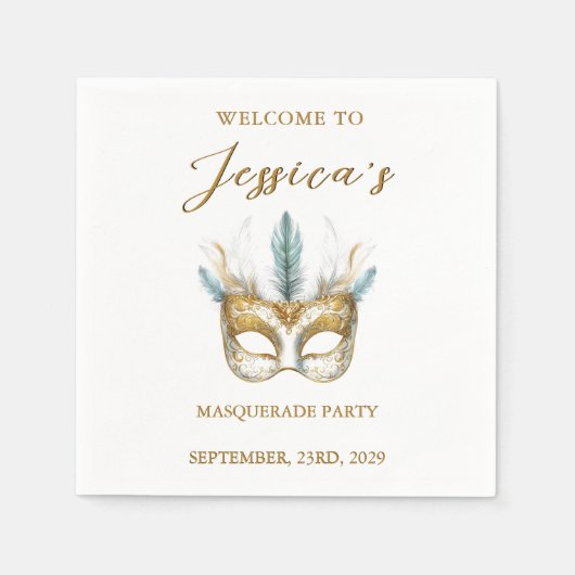 Masquerade Party Geburtstag Serviette (Vorderseite)