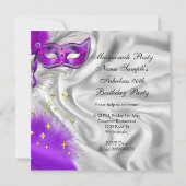 Masquerade Party Geburtstagsparty Lila Silber Einladung (Rückseite)