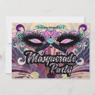 Masquerade Party Glam Eyelashes Einladung