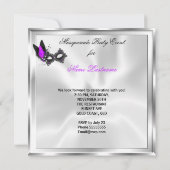 Masquerade Party Glitzer Lila Silberschwarze Maske Einladung (Rückseite)