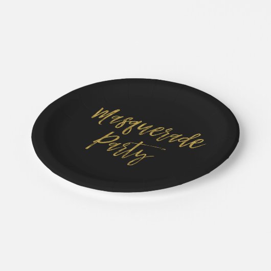 Masquerade Party Gold Foil Teller (Schrägansicht)