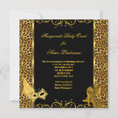 Masquerade Party Gold Leopard Maske High Heel Shoe Einladung (Rückseite)