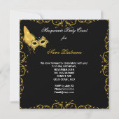 Masquerade Party Gold Schwarze Gelbe Maske Einladung (Rückseite)