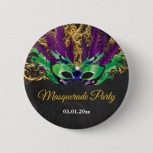 Masquerade Party Magische Nacht Grün Lila Gold Button