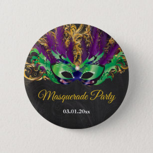 Masquerade Party Magische Nacht Grün Lila Gold Button