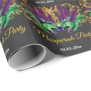 Masquerade Party Magische Nacht Grün Lila Gold Geschenkpapier
