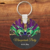 Masquerade Party Magische Nacht Grün Lila Gold Schlüsselanhänger (Vorderseite)