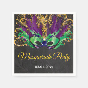 Masquerade Party Magische Nacht Grün Lila Gold Serviette