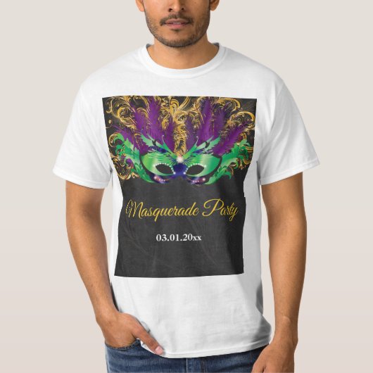 Masquerade Party Magische Nacht Grün Lila Gold T-Shirt (Vorderseite)