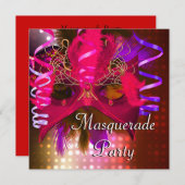 Masquerade Party Mardi Gras Karneval Einladung (Vorne/Hinten)