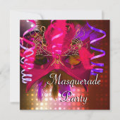Masquerade Party Mardi Gras Karneval Einladung (Vorderseite)