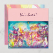 MASQUERADE-PARTY, Mardi-Gras-Masken, Tanz, Musik Einladung (Vorne/Hinten)