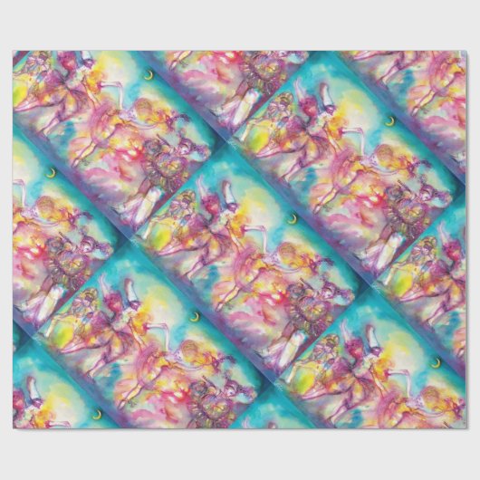 MASQUERADE-PARTY, Mardi-Gras-Masken, Tanz, Musik Geschenkpapier (Flach)