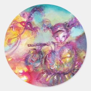 MASQUERADE-PARTY, Mardi-Gras-Masken, Tanz, Musik Runder Aufkleber