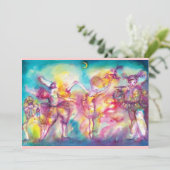 MASQUERADE PARTY, MARDI GRAS MASKS, TANZEN, MUSIK EINLADUNG (Stehend Vorderseite)