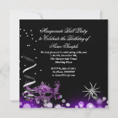 Masquerade Party Maske Spider Lila Gothic Einladung (Rückseite)