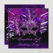 Masquerade Party Maske Spider Lila Gothic Einladung (Vorne/Hinten)