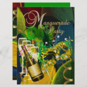 Masquerade Party Masken Champagne Einladung (Vorne/Hinten)