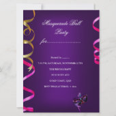 Masquerade Party Masken Champagne Metallic Einladung (Rückseite)