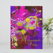 Masquerade Party Masken Champagner Gelb Einladung (Stehend Vorderseite)