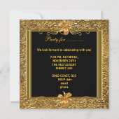 Masquerade Party Masken Gold Black Birthday Einladung (Rückseite)