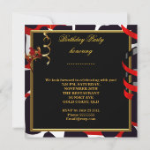 Masquerade Party Masken Gold Wild Red Black Einladung (Rückseite)