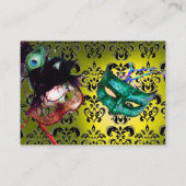 MASQUERADE PARTY MASKS Schwarz Gelbe Damasken Lein Visitenkarte (Rückseite)