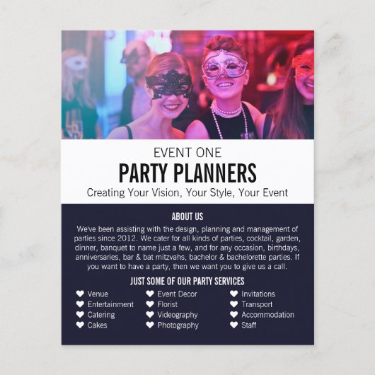 Masquerade Party, Party Event Planner Werbung Flyer (Vorne)
