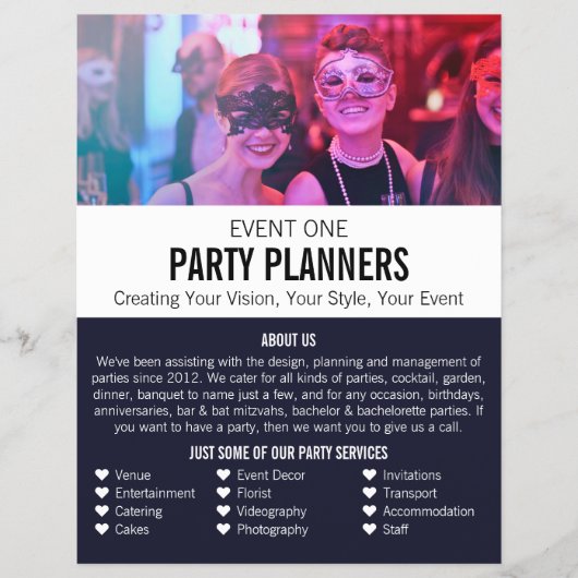Masquerade Party, Party Event Planner Werbung Flyer (Vorne)