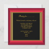 Masquerade Party Rote Masken Gold Schwarzer Geburt Einladung (Rückseite)