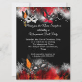 Masquerade Party Rote Orange Masken Eisfeuer Einladung (Rückseite)