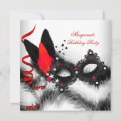 Masquerade Party Rotes Schwarzes Maske Einladung (Vorderseite)