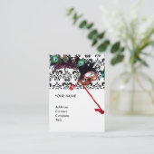 MASQUERADE-PARTY, schwarz-weiß, Damastwäsche Visitenkarte (Stehend Vorderseite)