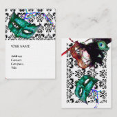 MASQUERADE-PARTY, schwarz-weiß, Damastwäsche Visitenkarte (Vorne/Hinten)