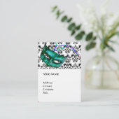 MASQUERADE-PARTY, schwarz-weiß, Damastwäsche Visitenkarte (Stehend Vorderseite)