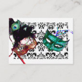 MASQUERADE-PARTY, schwarz-weiß, Damastwäsche Visitenkarte (Rückseite)