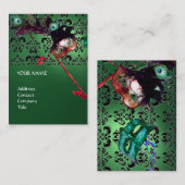 MASQUERADE PARTY Schwarzweiß-Damast Visitenkarte (Vorne/Hinten)