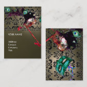 MASQUERADE PARTY Schwarzweiß-Damast Visitenkarte (Vorne/Hinten)