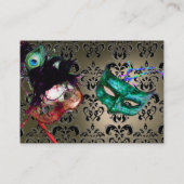 MASQUERADE PARTY Schwarzweiß-Damast Visitenkarte (Rückseite)