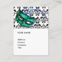 MASQUERADE PARTY Schwarzweiß-Damast Visitenkarte