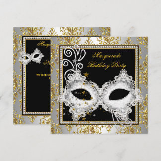 Masquerade Party Silver Gold Damaskus Schwarze Mas Einladung