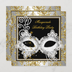 Masquerade Party Silver Gold Damaskus Schwarze Mas Einladung