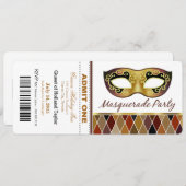 Masquerade Party Ticket einräumen| Bronze Einladung (Vorne/Hinten)