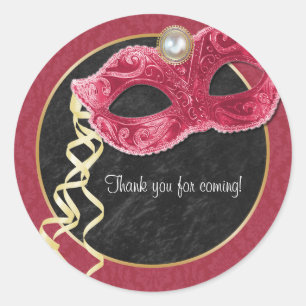 Masquerade Party Vielen Dank Sticker - rot